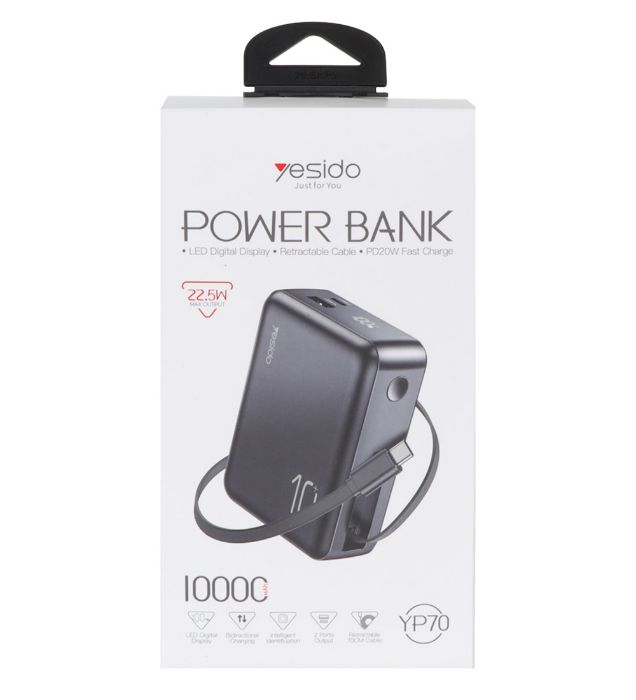 تصویر  پاوربانک یسیدو 22.5W مدل YP70 ظرفیت 10000 میلی آمپر ساعت