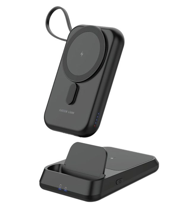 تصویر  پاوربانک سه کاره 20W مگ سیف گرین لاین مدل GN3N1MGPB10BK ظرفیت 10000 میلی آمپر ساعت