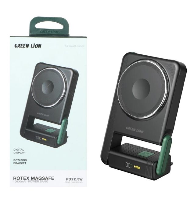 تصویر  پاوربانک 22.5W گرین لاین مدل Rotex MagSafe GNROMAG10BK ظرفیت 10000 میلی آمپر ساعت