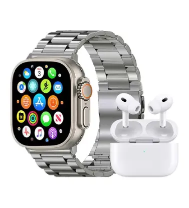 تصویر  ساعت هوشمند ورنا W49 Ultra به همراه هفت بند و هندزفری ایرپاد پرو