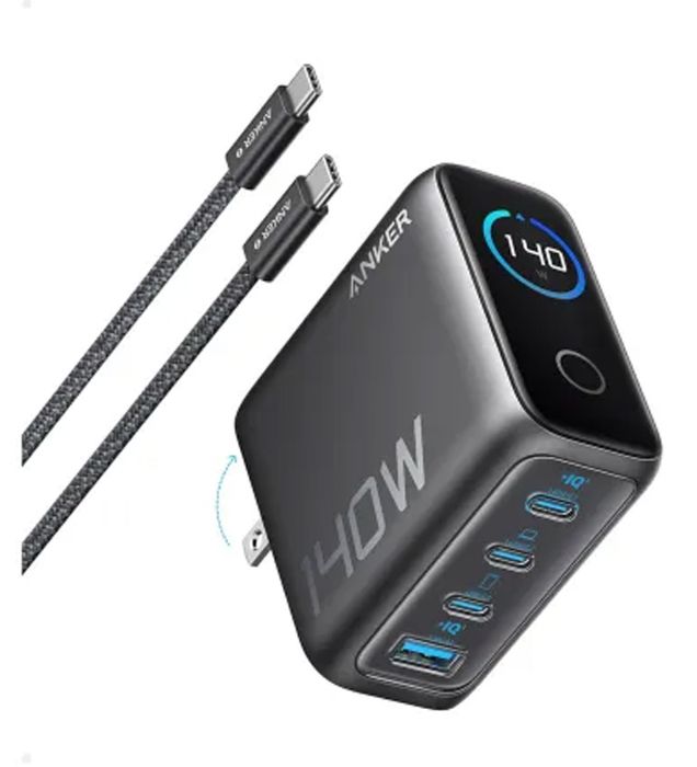 تصویر  شارژر دیواری 140W انکر مدل B2697 با 3 خروجی USB-C و یک خروجی USB به همراه کابل شارژ USB-C به USB-C