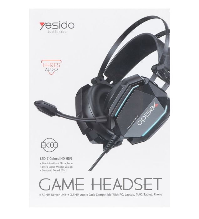 تصویر  هدفون سیمی گیمینگ یسیدو مدل EK03