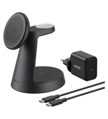 تصویر  شارژر بی سیم 15W انکر مدل ( Qi2 B25M4 (3 in 1 Stand