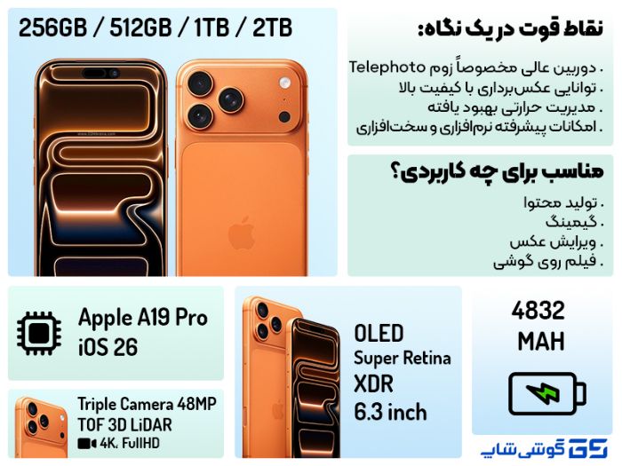 اینفوگرافی آیفون 17 پرو مکس