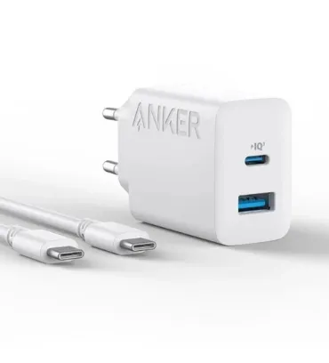 تصویر  شارژر دیواری 20W فست و PD دو پورت انکر مدل B2348G21 به همراه کابل شارژ USB-C به USB-C