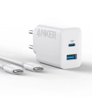 تصویر  شارژر دیواری 20W فست و PD دو پورت انکر مدل B2348G21 به همراه کابل شارژ USB-C به USB-C