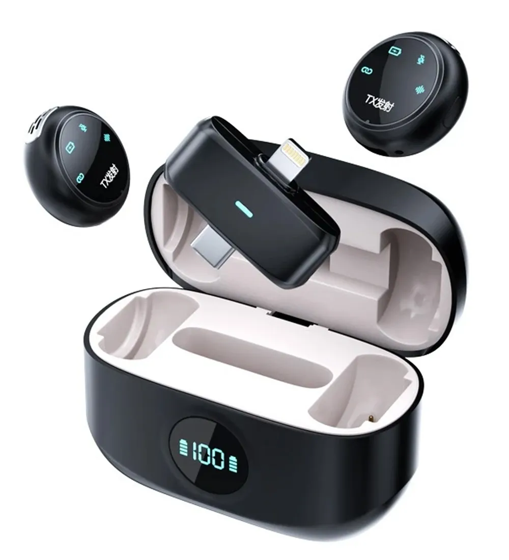 تصویر  میکروفن یقه‌ای Type-C - Lightning مدل K31pro دو کاربره