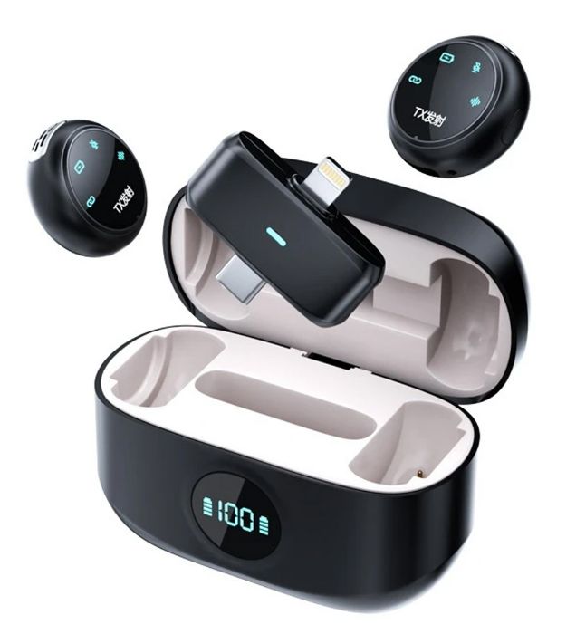 تصویر  میکروفن یقه‌ای Type-C - Lightning مدل K31pro دو کاربره