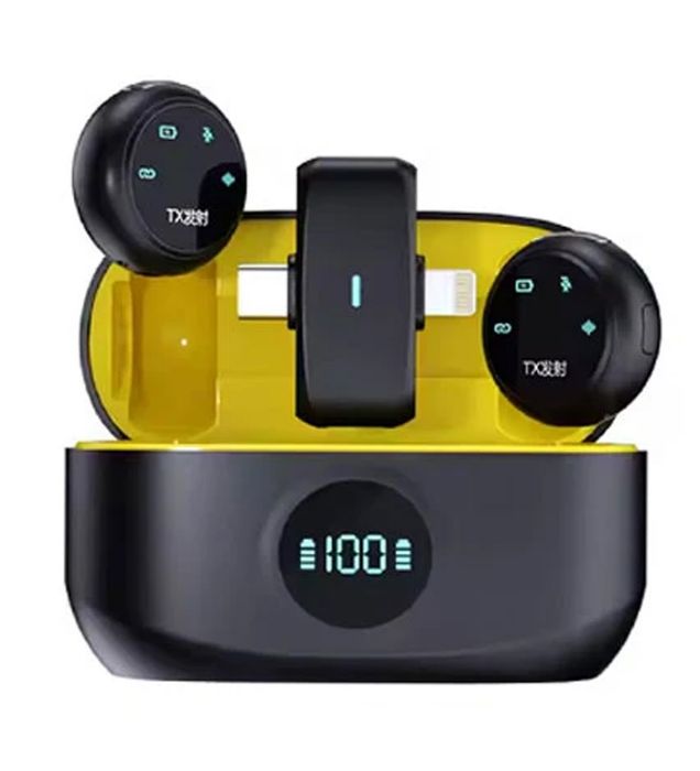 تصویر  میکروفن یقه‌ای Type-C - Lightning مدل K31pro دو کاربره