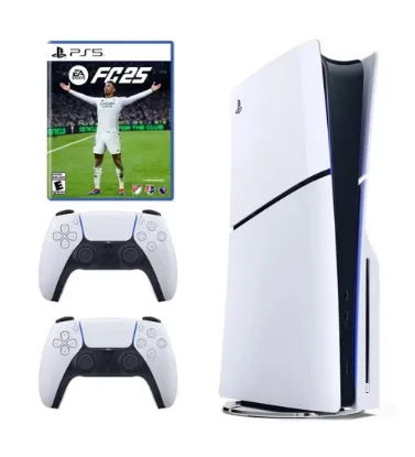 تصویر  پلی استیشن 5 اسلیم استاندارد دیسک خور ریجن اروپا 2016 به همراه یک دسته اضافه و بازی EA Sports FC 25 ظرفیت 1 ترابایت