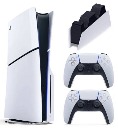 تصویر  پلی استیشن 5 اسلیم استاندار دیسک خور ریجن آسیا به همراه یک دسته اضافه و یک پایه شارژر ظرفیت 1 ترابایت