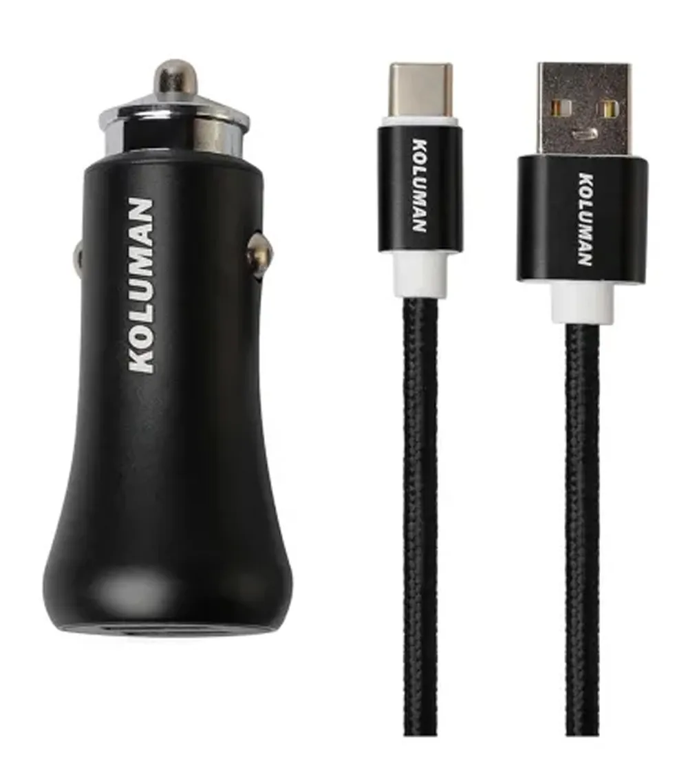 تصویر  شارژر فندکی 20 وات کلومن مدل KC-C02 همراه با کابل Type-C