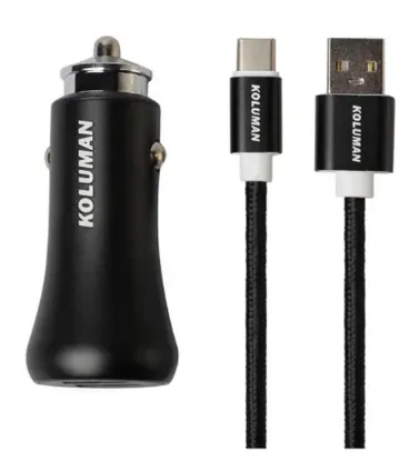 تصویر  شارژر فندکی 20 وات کلومن مدل KC-C02 همراه با کابل Type-C