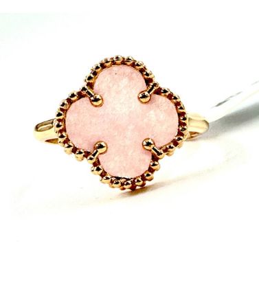 تصویر  انگشتر طلا زنانه 18 عیار مدل ونکلیف چهارپر صورتی  - 1.88 گرم