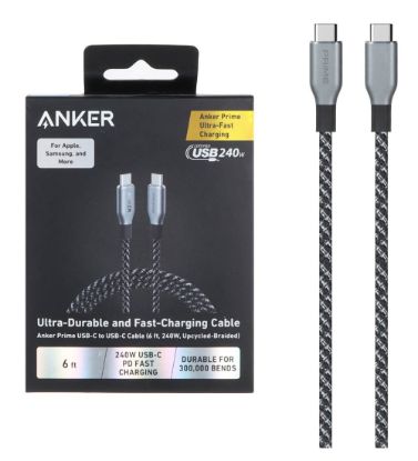 تصویر  کابل شارژ 240W PD و فست Type-C به Type-C انکر مدل A88E2 طول کابل 1.8 متر