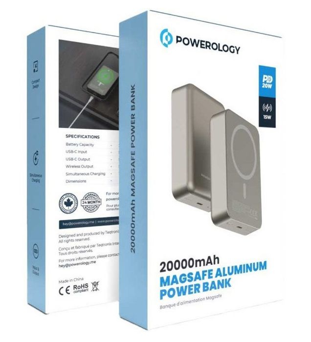 تصویر  پاوربانک 20W پاورولوژی مدل PPBCHA33 ظرفیت 20000 میلی آمپر ساعت