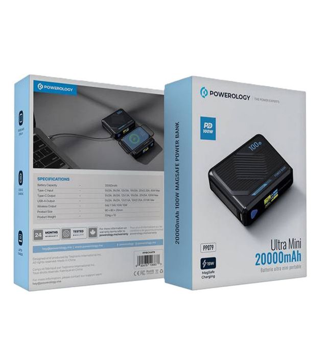 تصویر  پاوربانک 100W پاورولوژی مدل PPBCHA79 ظرفیت 20000 میلی آمپر ساعت