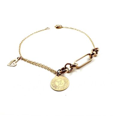 تصویر  دستبند طلا زنانه 18 عیار آمیتیس طرح سکه و قلب - 2.01 گرم
