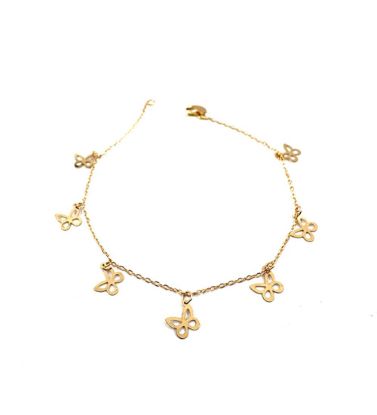 تصویر  دستبند طلا زنانه 18 عیار زرایران طرح پروانه کوچک - 1.43 گرم