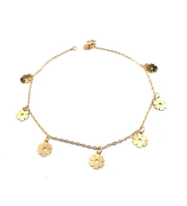 تصویر  دستبند طلا زنانه 18 عیار زرایران طرح گل آویز - 1.5 گرم