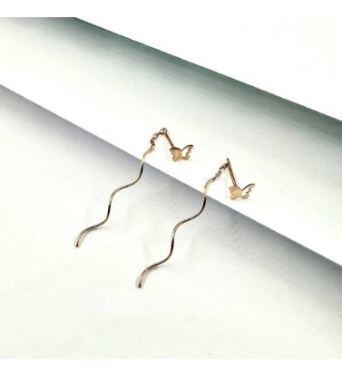 تصویر  گوشواره طلا زنانه 18 عیار سلین زرایران طرح پروانه و موج - 0.78 گرم