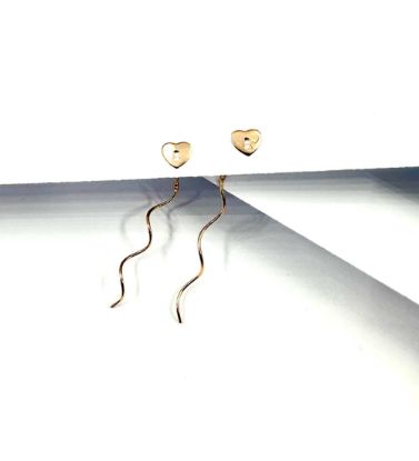 تصویر  گوشواره طلا زنانه 18 عیار سلین زرایران طرح کلید عشق و موج - 0.81 گرم