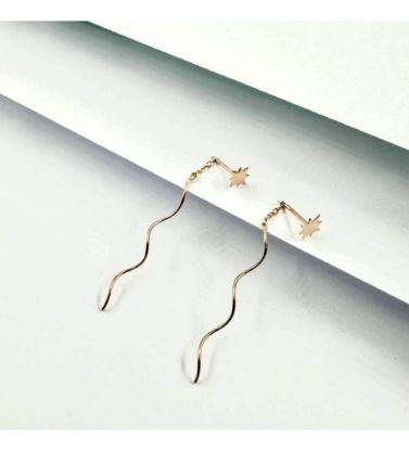 تصویر  گوشواره طلا زنانه 18 عیار سلین زرایران طرح ستاره و موج - 0.75 گرم