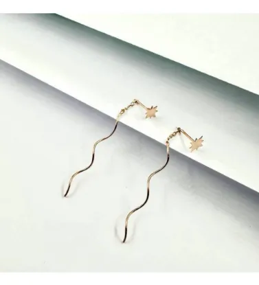 تصویر  گوشواره طلا زنانه 18 عیار سلین زرایران طرح ستاره و موج - 0.75 گرم