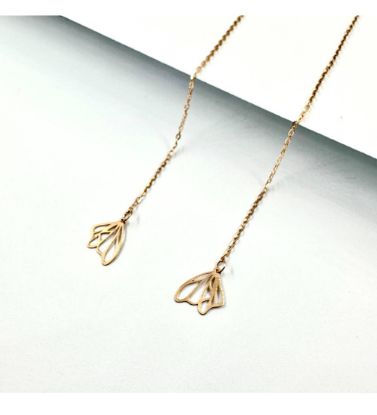 تصویر  گوشواره طلا زنانه 18 عیار بخیه طرح پروانه - 1.04 گرم