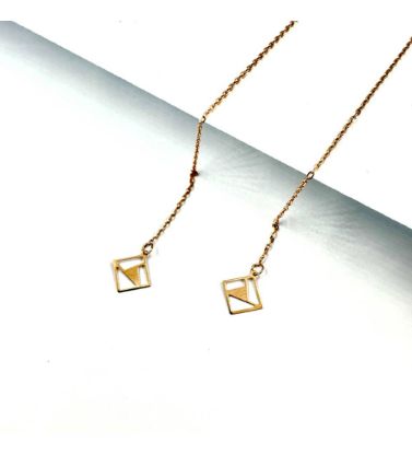 تصویر  گوشواره طلا زنانه 18 عیار بخیه طرح هارمونی - 1.02 گرم