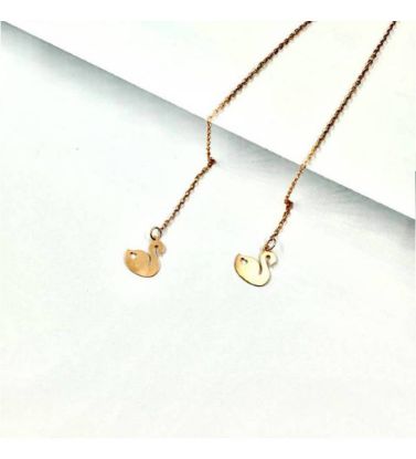 تصویر  گوشواره طلا زنانه 18 عیار بخیه طرح فلامینگو - 1.15 گرم