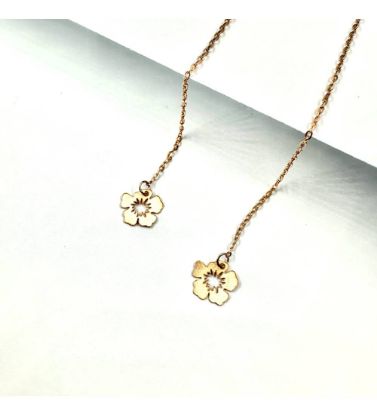 تصویر  گوشواره طلا زنانه 18 عیار بخیه طرح شکوفه بهاری  - 1.15 گرم