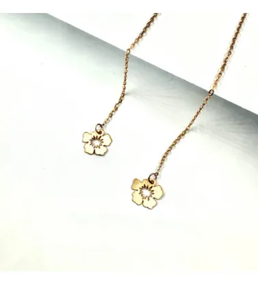 تصویر  گوشواره طلا زنانه 18 عیار بخیه طرح شکوفه بهاری  - 1.15 گرم