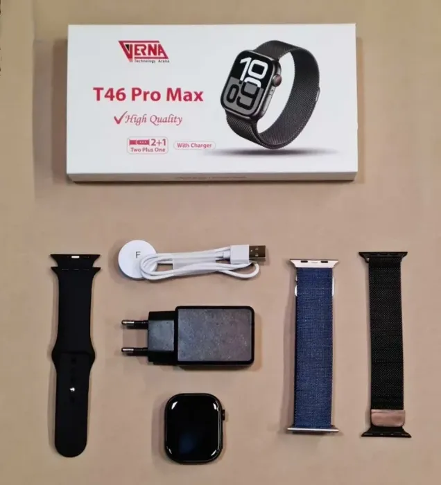 تصویر  ساعت هوشمند ورنا T46 Pro Max همراه با 3 بند