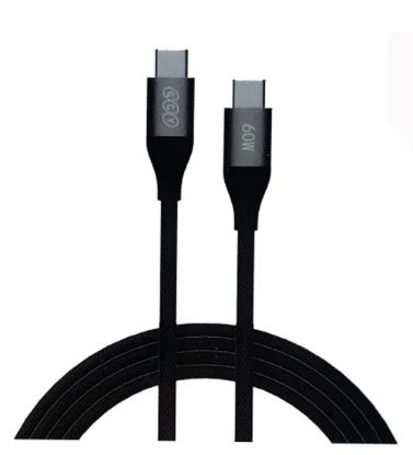 تصویر  کابل شارژ USB-C 60W به USB-C کیو سی وای مدل DC21 طول کابل 1.2 متر