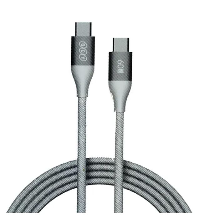 تصویر  کابل شارژ USB-C 60W به USB-C کیو سی وای مدل DC21 طول کابل 1.2 متر