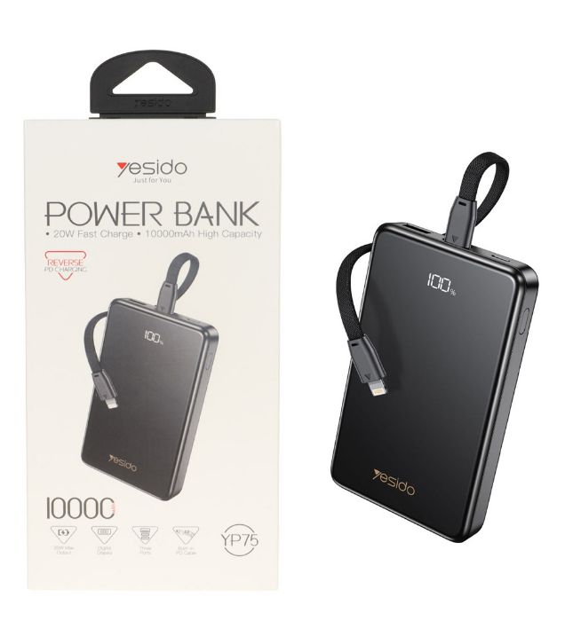 تصویر  پاوربانک 20W یسیدو مدل YP75 ظرفیت 10000 میلی آمپر ساعت