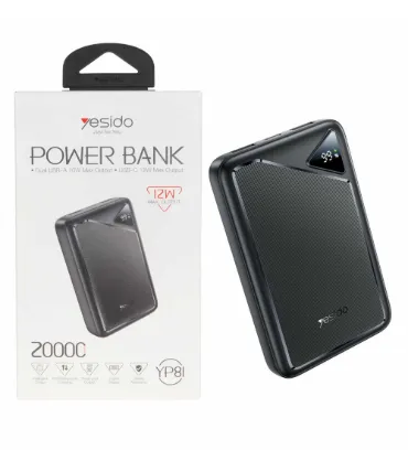 تصویر  پاوربانک 12W یسیدو مدل YP8I ظرفیت 20000 میلی آمپر ساعت