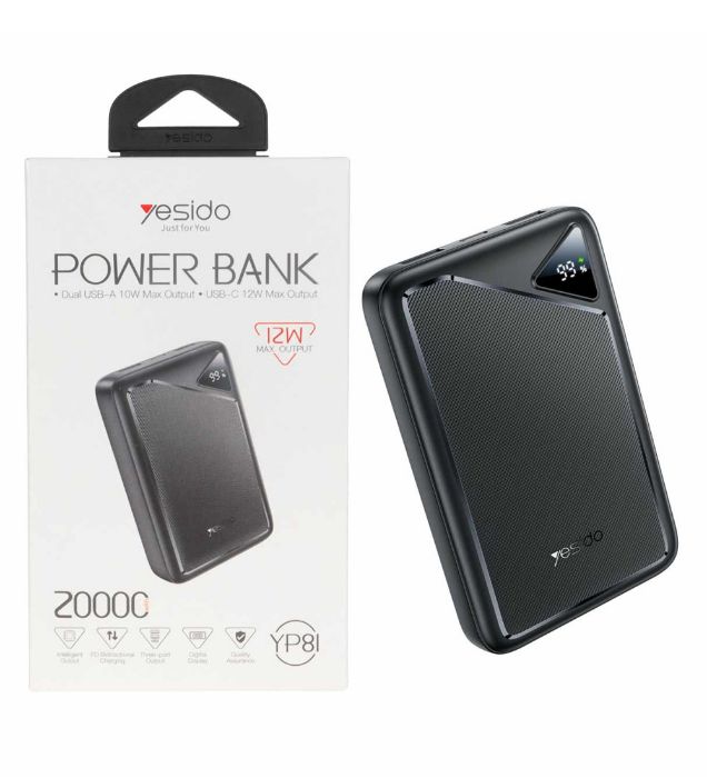 تصویر  پاوربانک 12W یسیدو مدل YP8I ظرفیت 20000 میلی آمپر ساعت