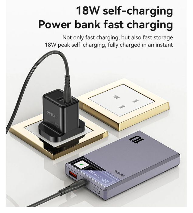 تصویر  پاوربانک وایرلس 20W یسیدو مگ سیف مدل YP61 ظرفیت 10000 میلی آمپر ساعت