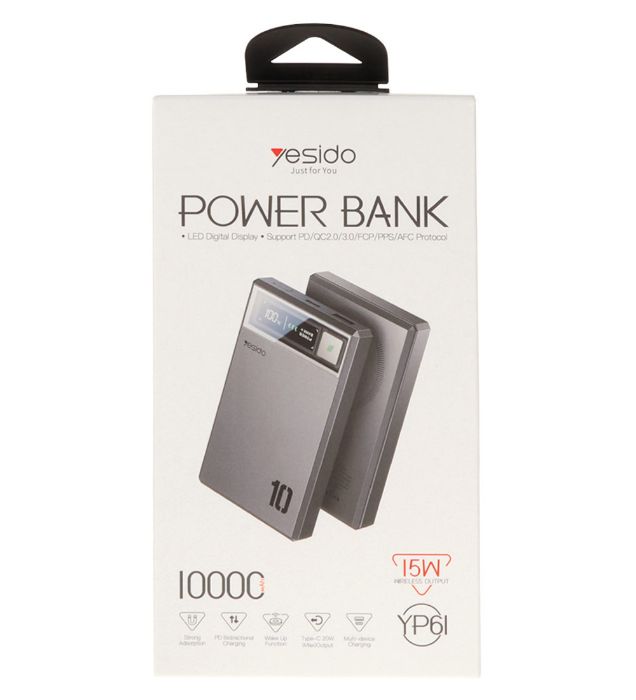 تصویر  پاوربانک وایرلس 20W یسیدو مگ سیف مدل YP61 ظرفیت 10000 میلی آمپر ساعت