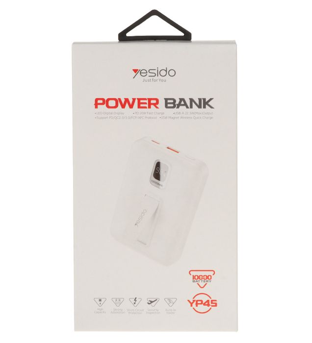تصویر  پاوربانک وایرلس 20W یسیدو مگ سیف مدل YP45 ظرفیت 10000 میلی آمپر ساعت