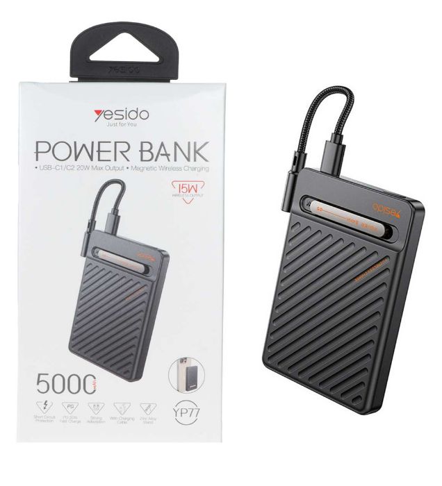 تصویر  پاوربانک 20W یسیدو مدل YP77 ظرفیت 5000 میلی آمپر ساعت