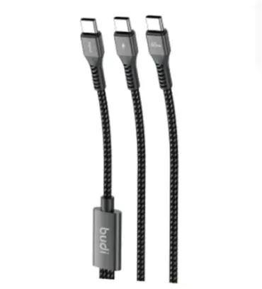 تصویر  کابل تبدیل USB-C یک به دو بودی مدل DC210C2C12B1 طول 1.2 متر