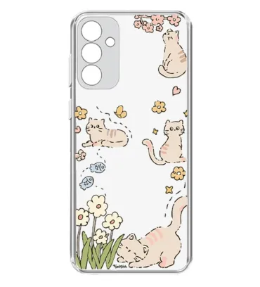 تصویر کاور طرح Cat & Flowers برای گوشی سامسونگ Galaxy A15