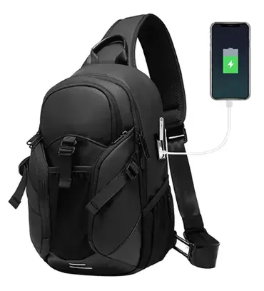 تصویر  کیف کراس بادی ضد آب دارای USB بنج مدل BG-77120