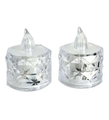 تصویر  شمع ال ای دی کریستالی شفاف مدل Diamond مجموعه 2 عددی