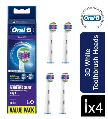 سری یدک مسواک برقی اورال بی مدل 3D White بسته 4 عددی